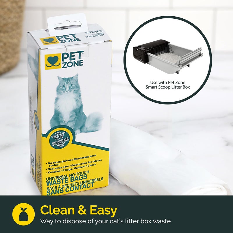 Pet Zone Universal No-Touch Cat Litter Bags & Waste Bag (Pet Waste Bag Great for Cat Litter Boxes) 12 Pack - Image 4